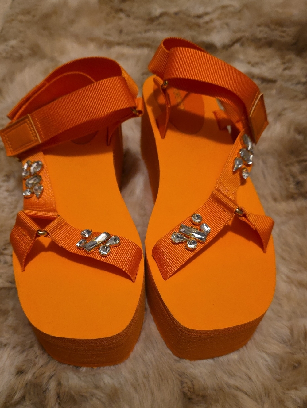 F21 Orange Adjustable Strap Sandals Sz 10